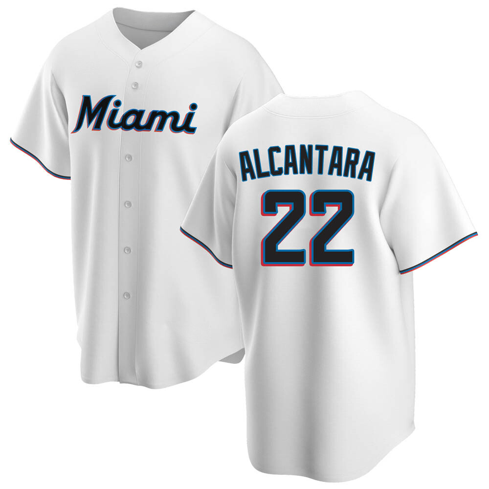 Replica Miami Marlins Sandy Alcantara Home Jersey - White Replica Miami Marlins Sandy Alcantara Home Jersey - White