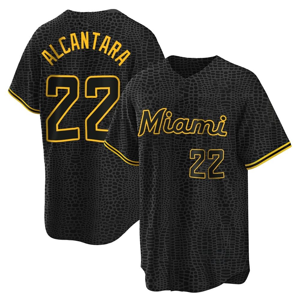 Replica Miami Marlins Sandy Alcantara Snake Skin City Jersey - Black Replica Miami Marlins Sandy Alcantara Snake Skin City Jersey - Black