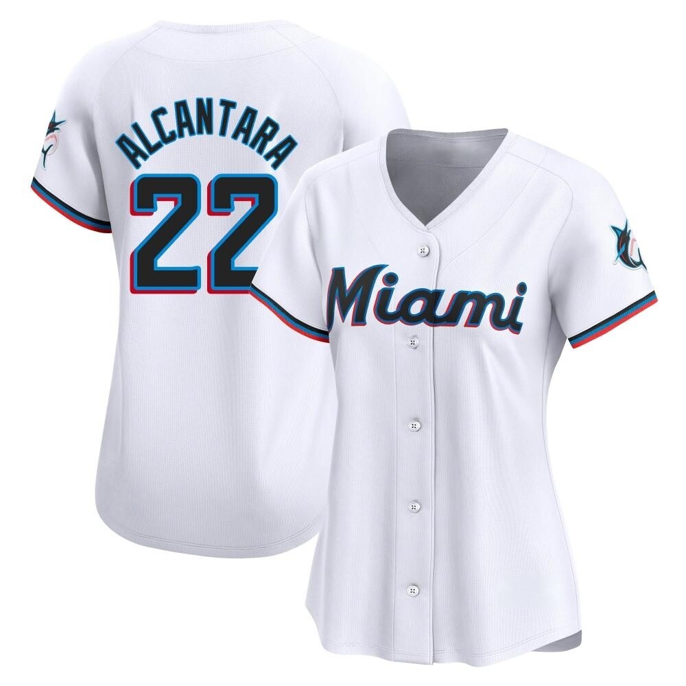 Women's Limited Miami Marlins Sandy Alcantara Home Jersey - White Women's Limited Miami Marlins Sandy Alcantara Home Jersey - White