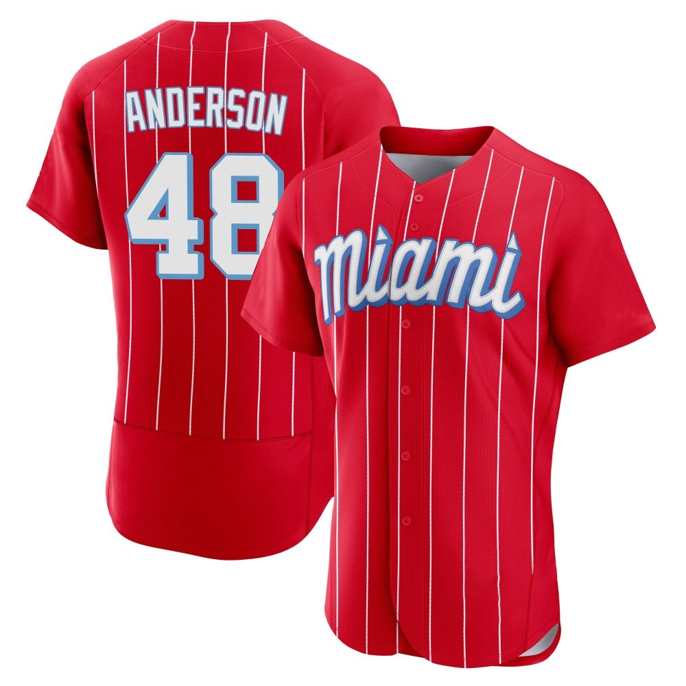Authentic Miami Marlins Shaun Anderson 2021 City Connect Jersey - Red Authentic Miami Marlins Shaun Anderson 2021 City Connect Jersey - Red