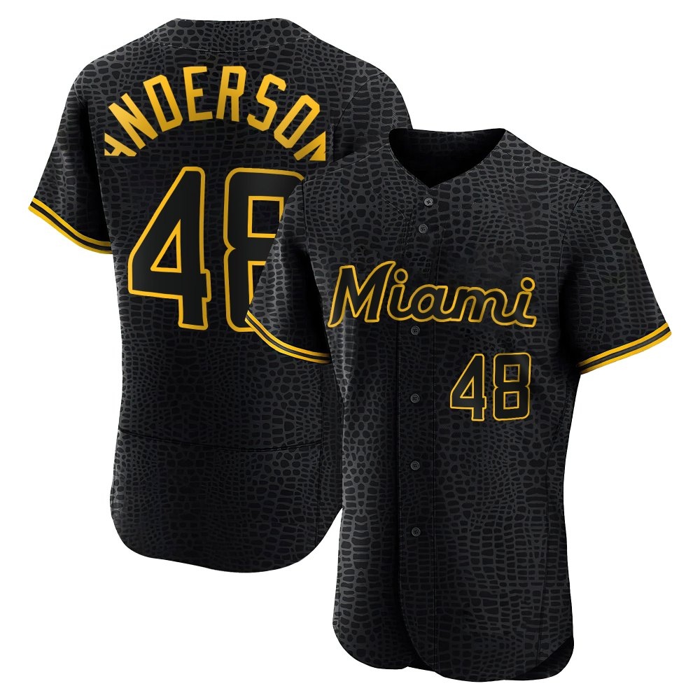 Authentic Miami Marlins Shaun Anderson Snake Skin City Jersey - Black Authentic Miami Marlins Shaun Anderson Snake Skin City Jersey - Black