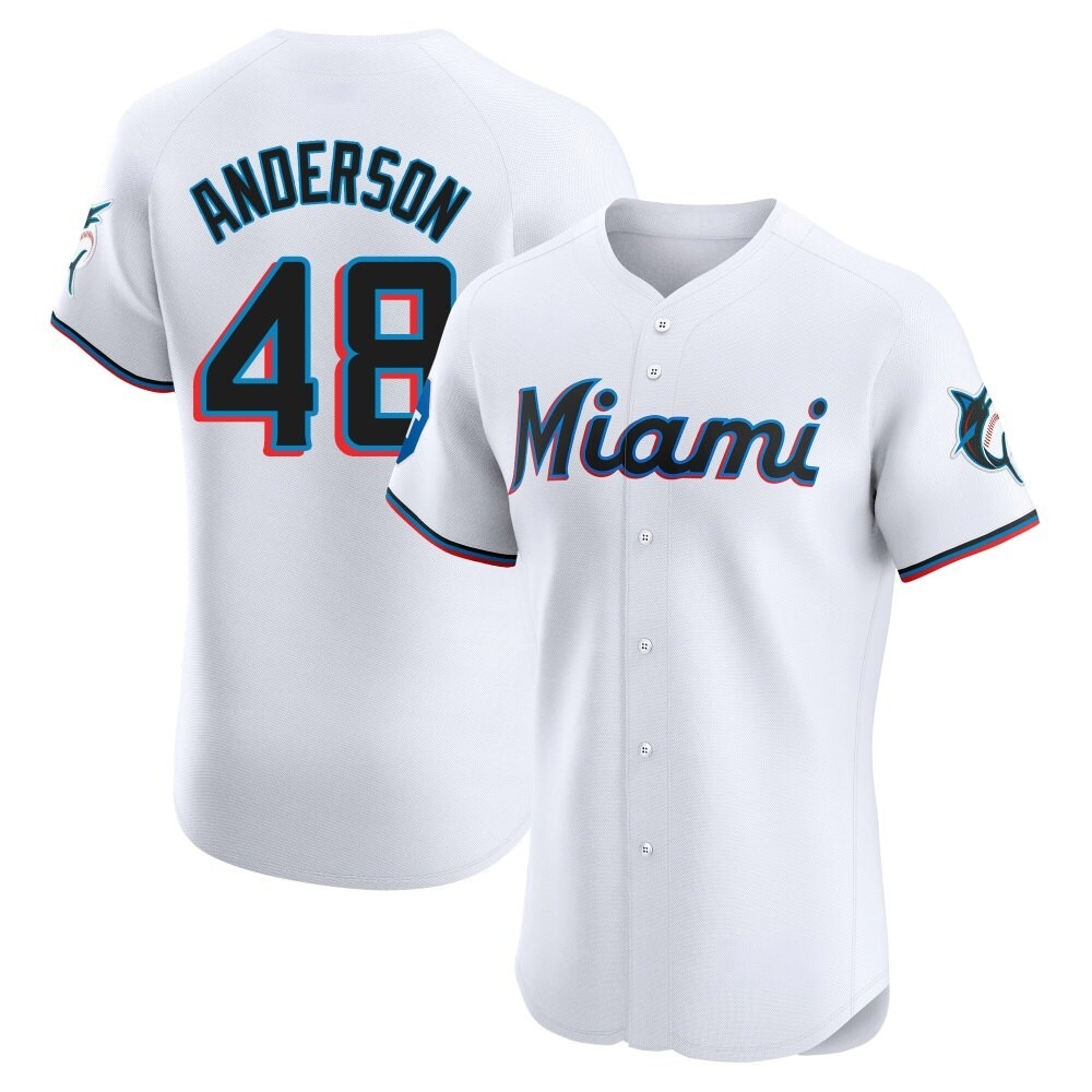 Elite Miami Marlins Shaun Anderson Home Patch Jersey - White Elite Miami Marlins Shaun Anderson Home Patch Jersey - White
