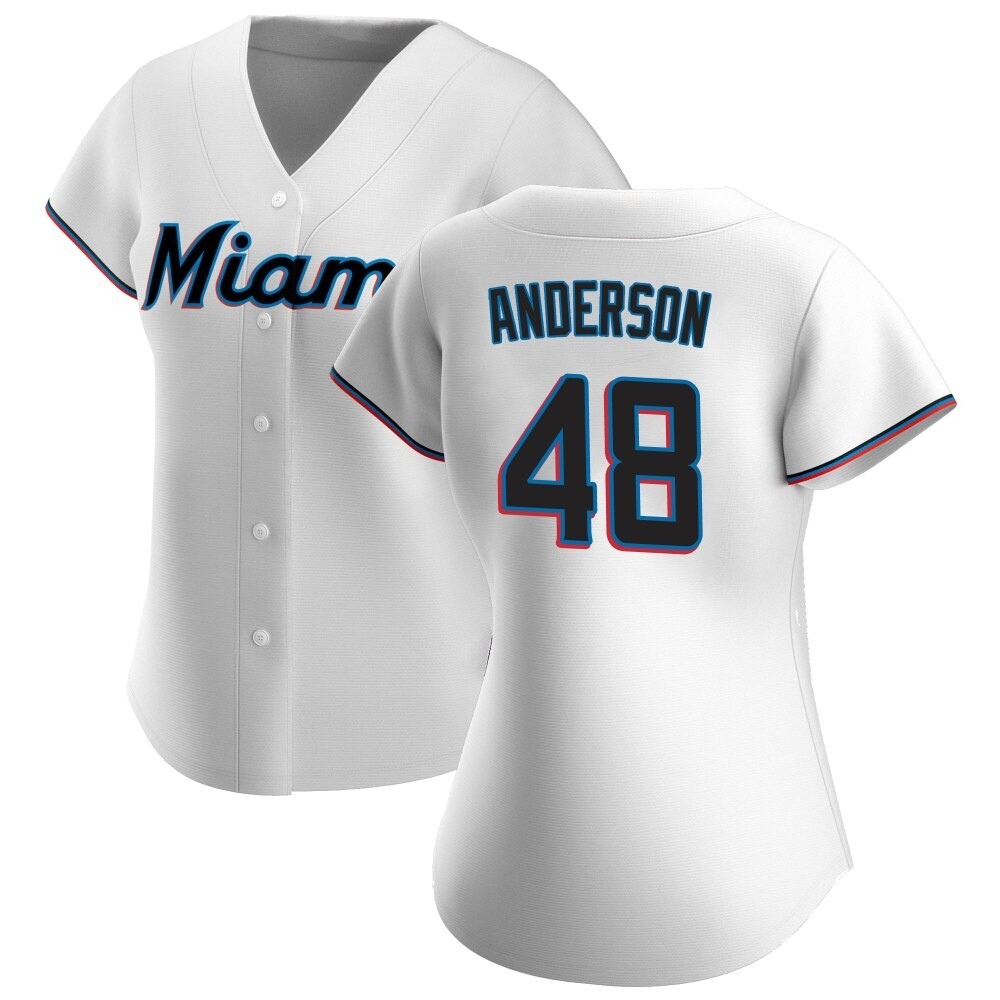 Women's Authentic Miami Marlins Shaun Anderson Home Jersey - White Women's Authentic Miami Marlins Shaun Anderson Home Jersey - White