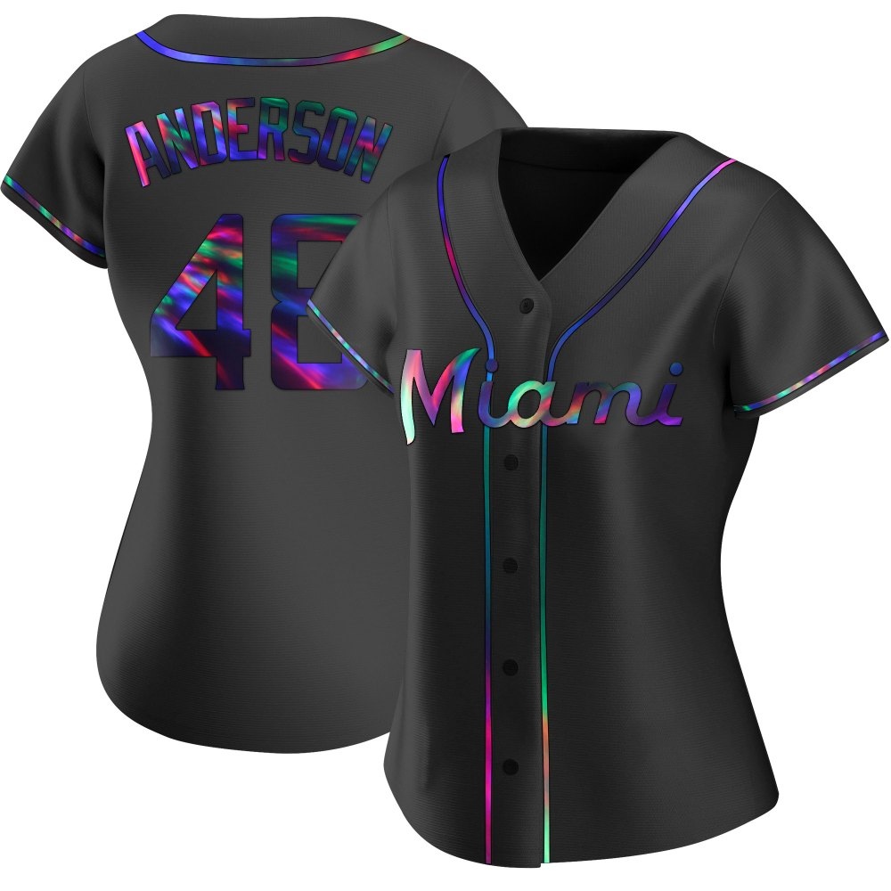 Women's Replica Miami Marlins Shaun Anderson Alternate Jersey - Black Holographic Women's Replica Miami Marlins Shaun Anderson Alternate Jersey - Black Holographic