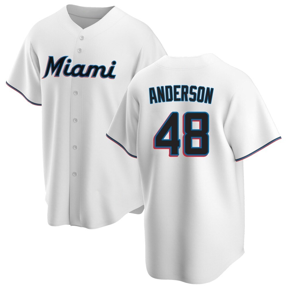 Youth Replica Miami Marlins Shaun Anderson Home Jersey - White Youth Replica Miami Marlins Shaun Anderson Home Jersey - White