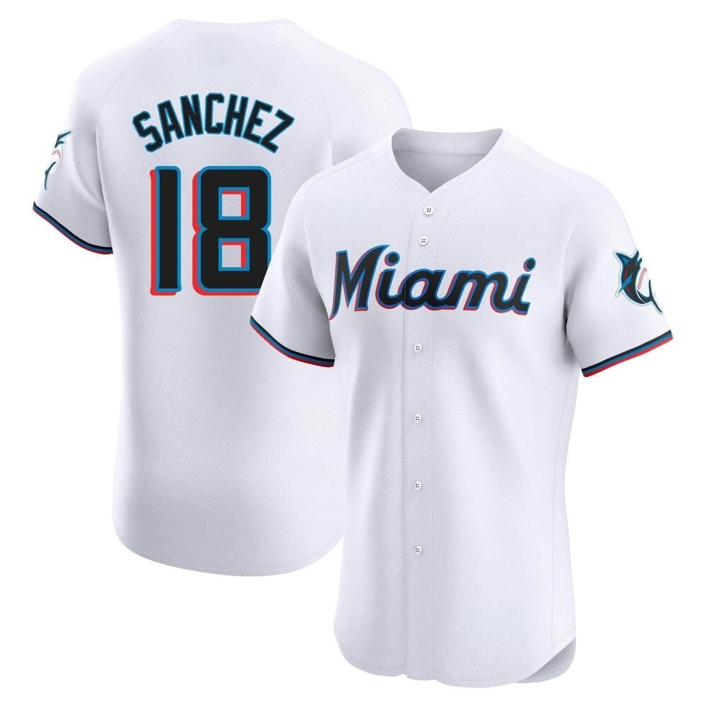 Elite Miami Marlins Sixto Sanchez Home Jersey - White Elite Miami Marlins Sixto Sanchez Home Jersey - White