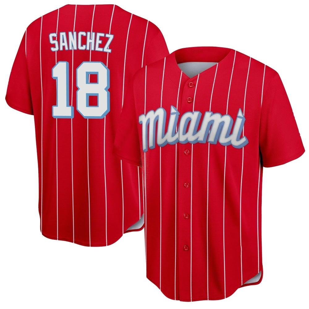 Replica Miami Marlins Sixto Sanchez 2021 City Connect Jersey - Red Replica Miami Marlins Sixto Sanchez 2021 City Connect Jersey - Red