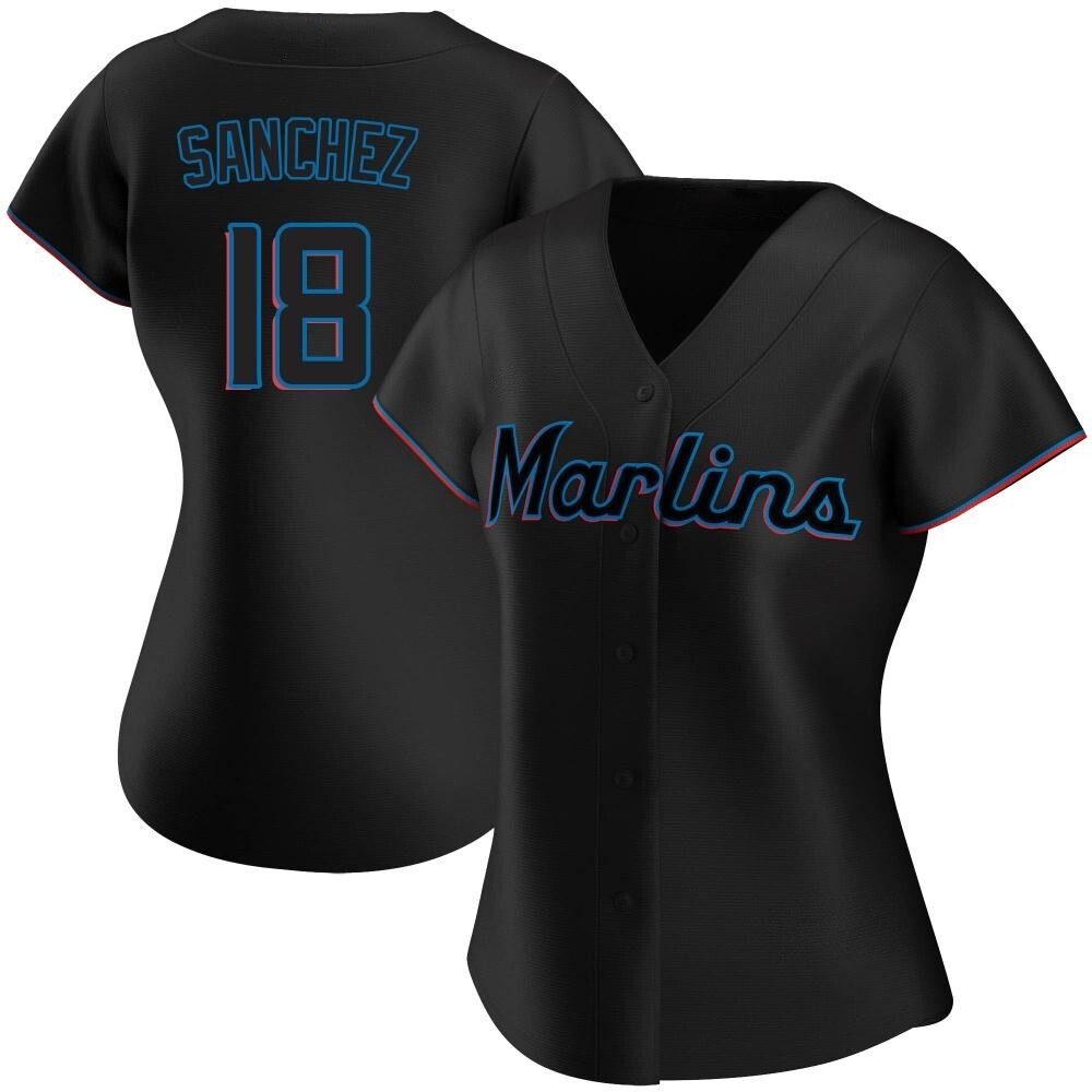Women's Authentic Miami Marlins Sixto Sanchez Alternate Jersey - Black Women's Authentic Miami Marlins Sixto Sanchez Alternate Jersey - Black