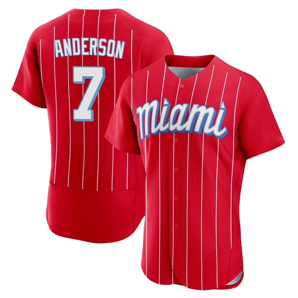 Authentic Miami Marlins Tim Anderson 2021 City Connect Jersey - Red Authentic Miami Marlins Tim Anderson 2021 City Connect Jersey - Red