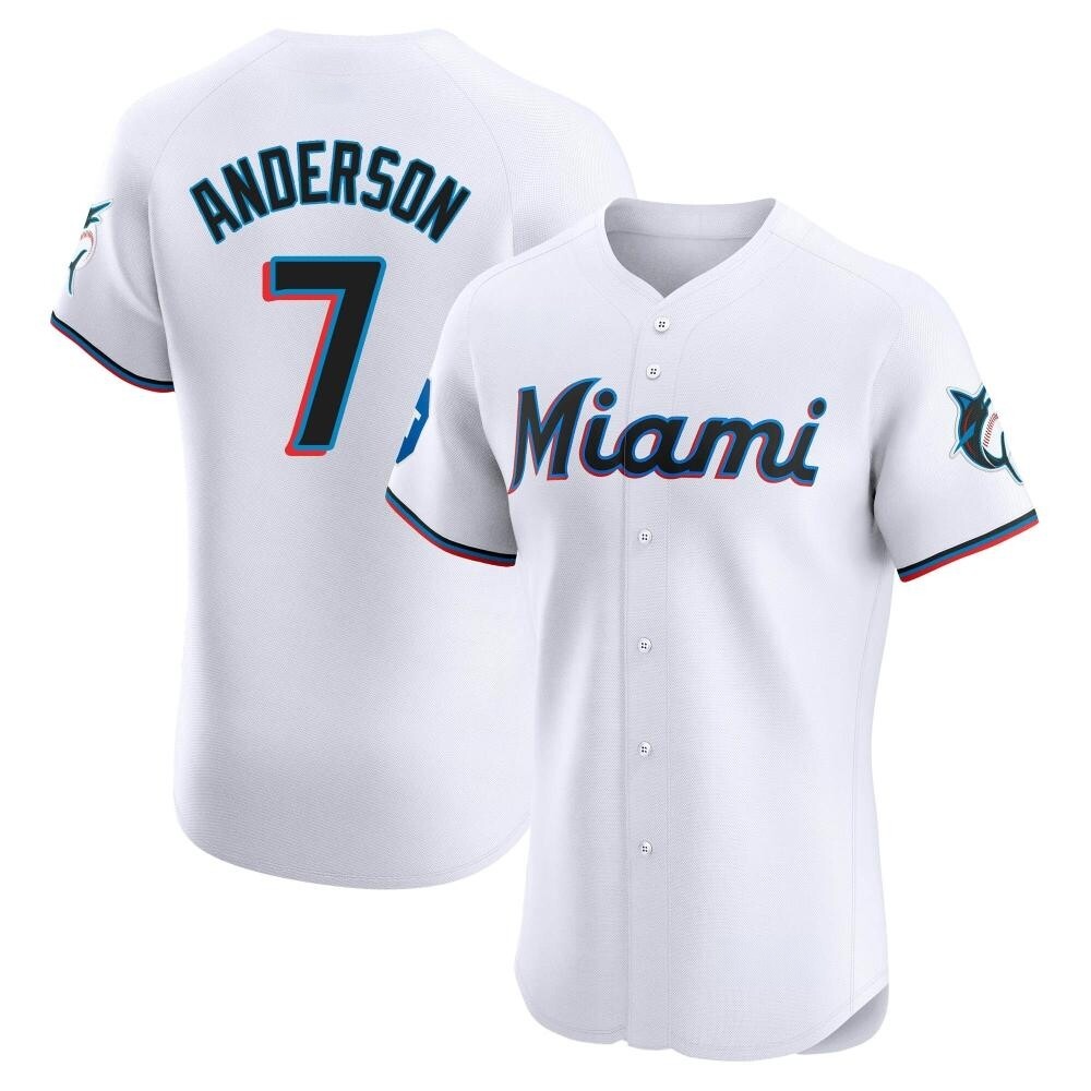 Elite Miami Marlins Tim Anderson Home Patch Jersey - White Elite Miami Marlins Tim Anderson Home Patch Jersey - White