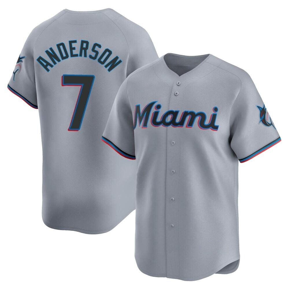 Limited Miami Marlins Tim Anderson Road Jersey - Gray Limited Miami Marlins Tim Anderson Road Jersey - Gray