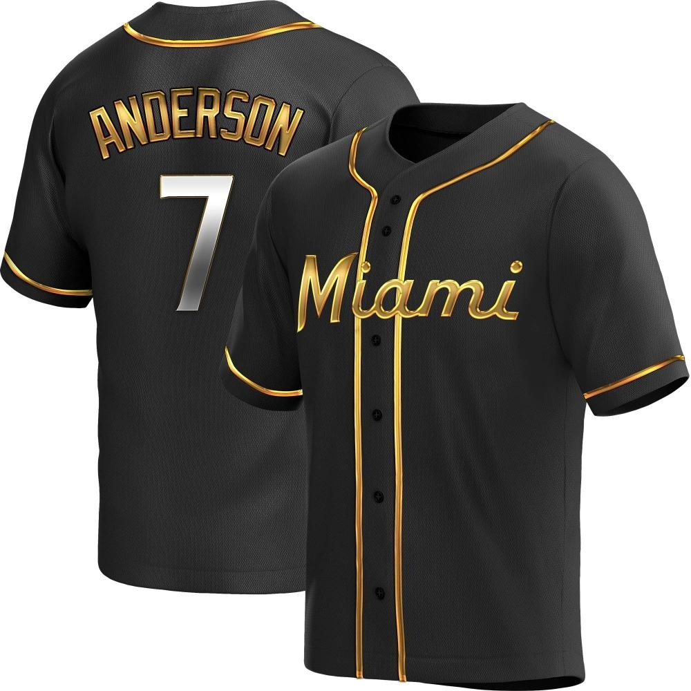 Replica Miami Marlins Tim Anderson Alternate Jersey - Black Golden Replica Miami Marlins Tim Anderson Alternate Jersey - Black Golden