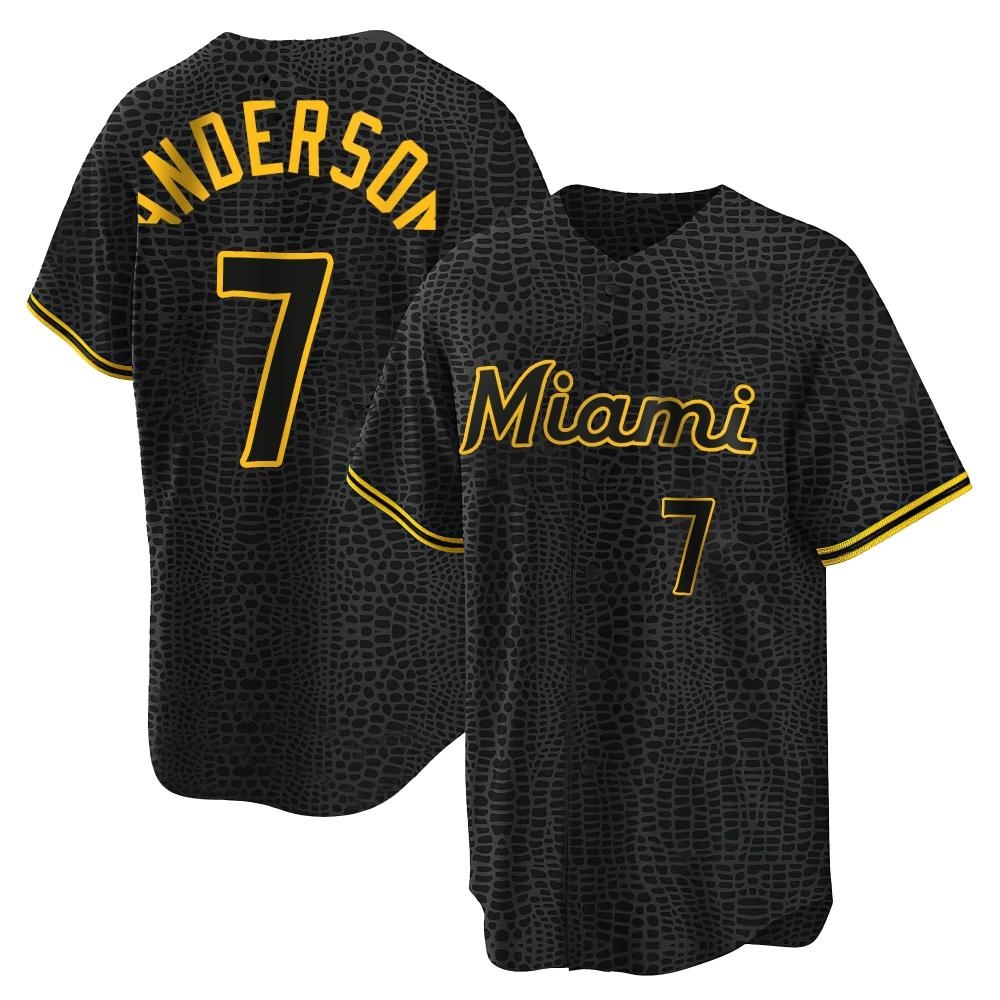 Replica Miami Marlins Tim Anderson Snake Skin City Jersey - Black Replica Miami Marlins Tim Anderson Snake Skin City Jersey - Black