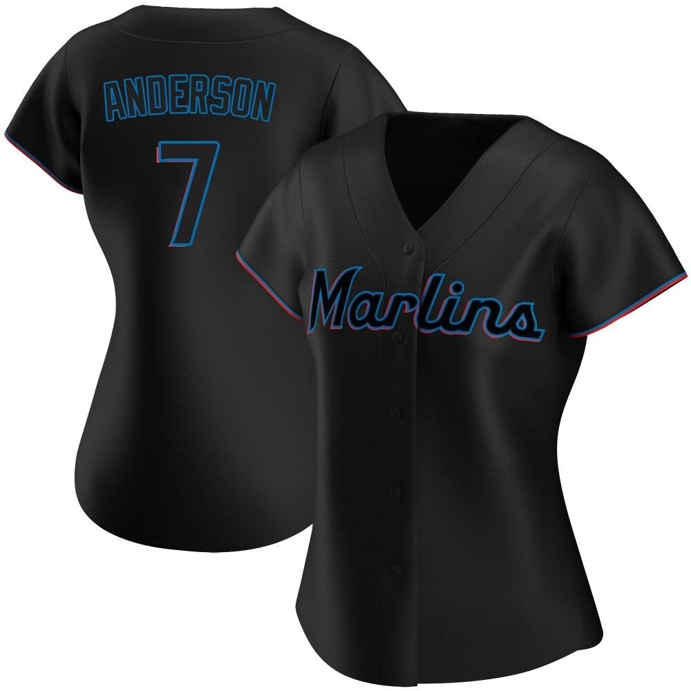 Women's Authentic Miami Marlins Tim Anderson Alternate Jersey - Black Women's Authentic Miami Marlins Tim Anderson Alternate Jersey - Black