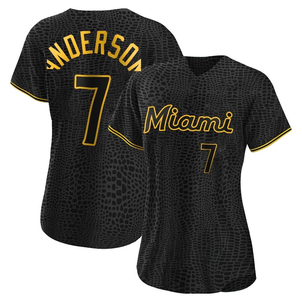 Women's Authentic Miami Marlins Tim Anderson Snake Skin City Jersey - Black Women's Authentic Miami Marlins Tim Anderson Snake Skin City Jersey - Black