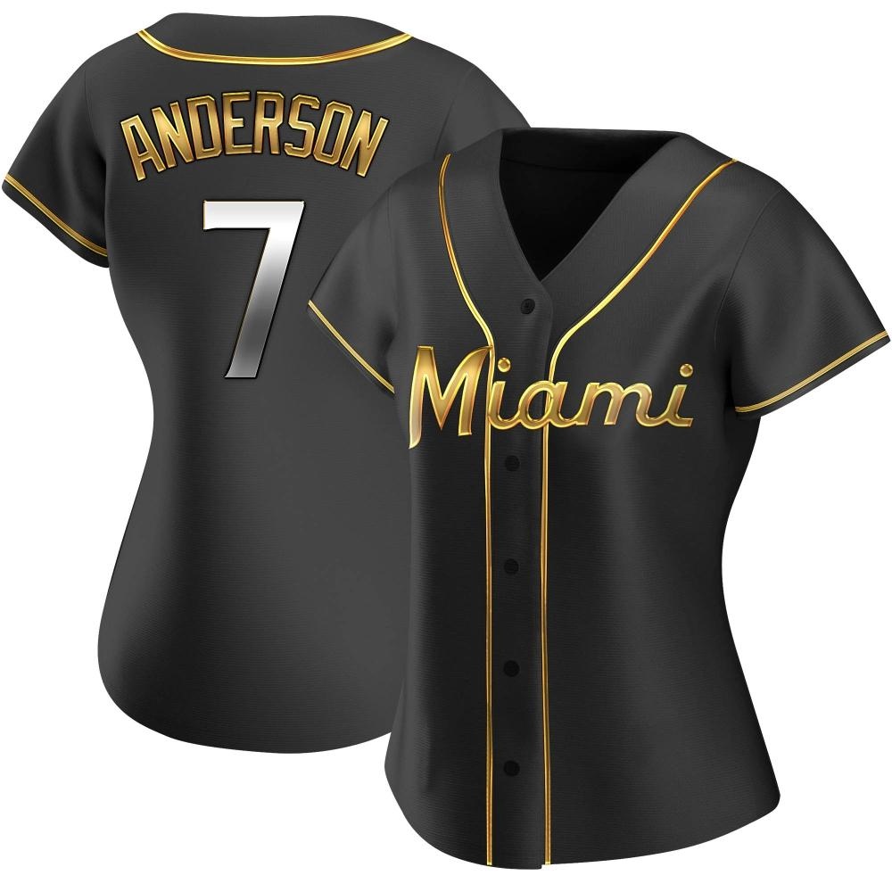Women's Replica Miami Marlins Tim Anderson Alternate Jersey - Black Golden Women's Replica Miami Marlins Tim Anderson Alternate Jersey - Black Golden