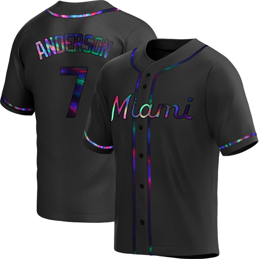 Youth Replica Miami Marlins Tim Anderson Alternate Jersey - Black Holographic Youth Replica Miami Marlins Tim Anderson Alternate Jersey - Black Holographic