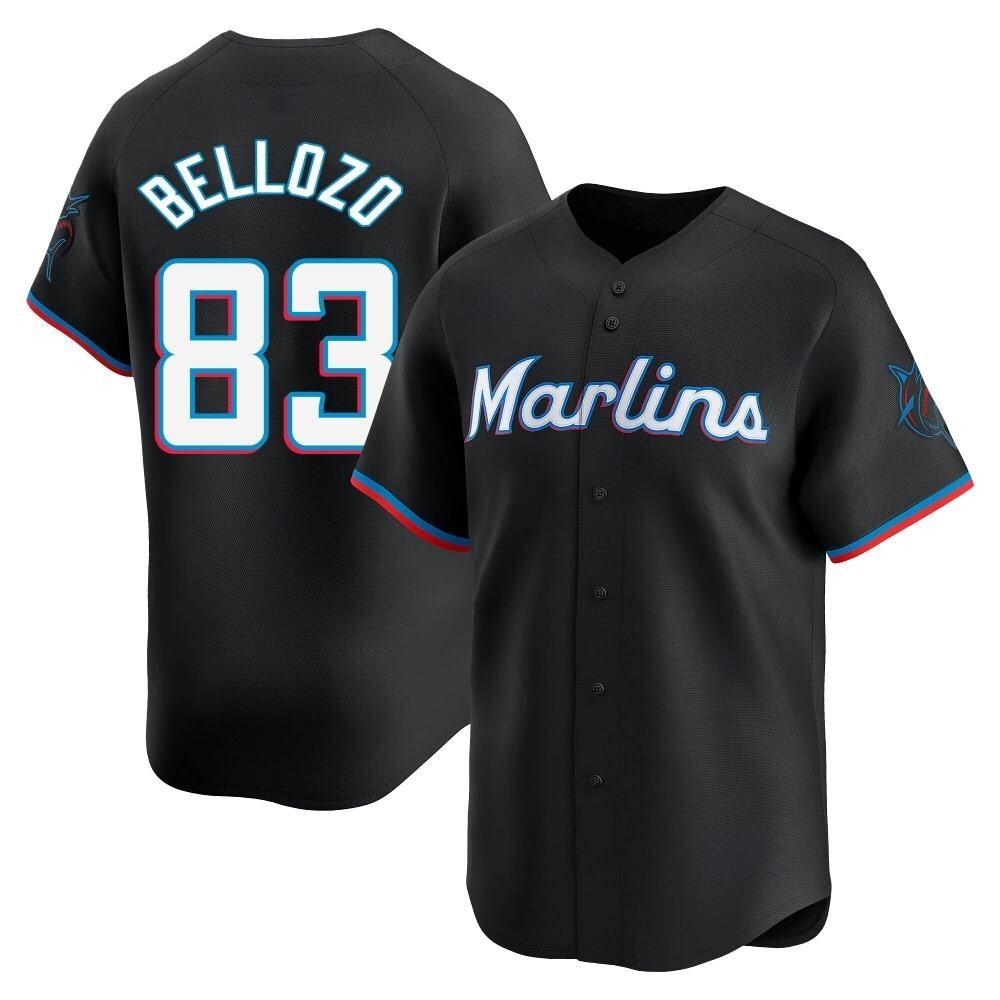 Limited Miami Marlins Valente Bellozo Alternate Jersey - Black Limited Miami Marlins Valente Bellozo Alternate Jersey - Black
