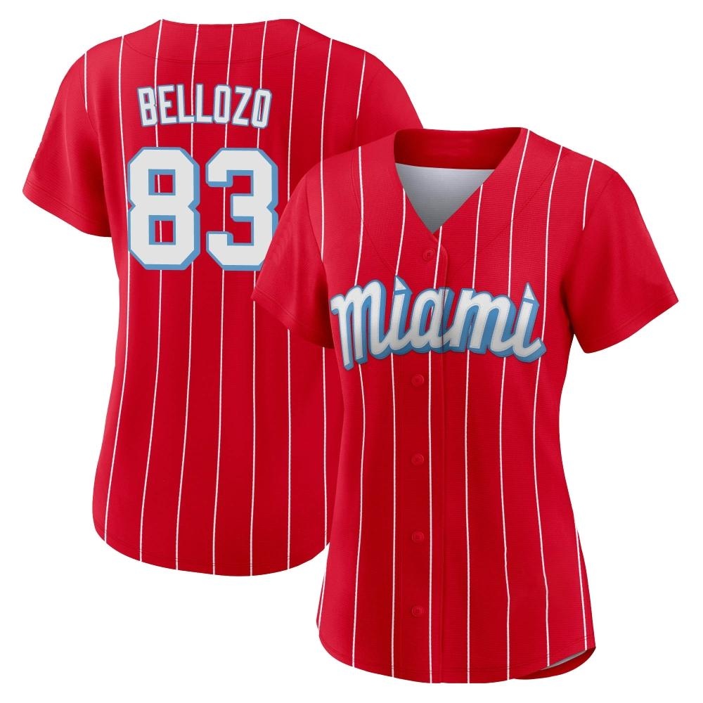 Women's Authentic Miami Marlins Valente Bellozo 2021 City Connect Jersey - Red Women's Authentic Miami Marlins Valente Bellozo 2021 City Connect Jersey - Red