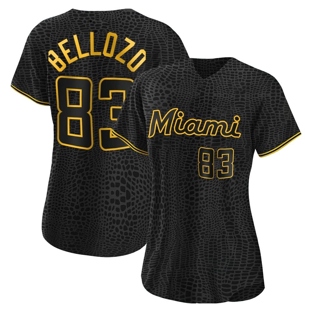 Women's Replica Miami Marlins Valente Bellozo Snake Skin City Jersey - Black Women's Replica Miami Marlins Valente Bellozo Snake Skin City Jersey - Black