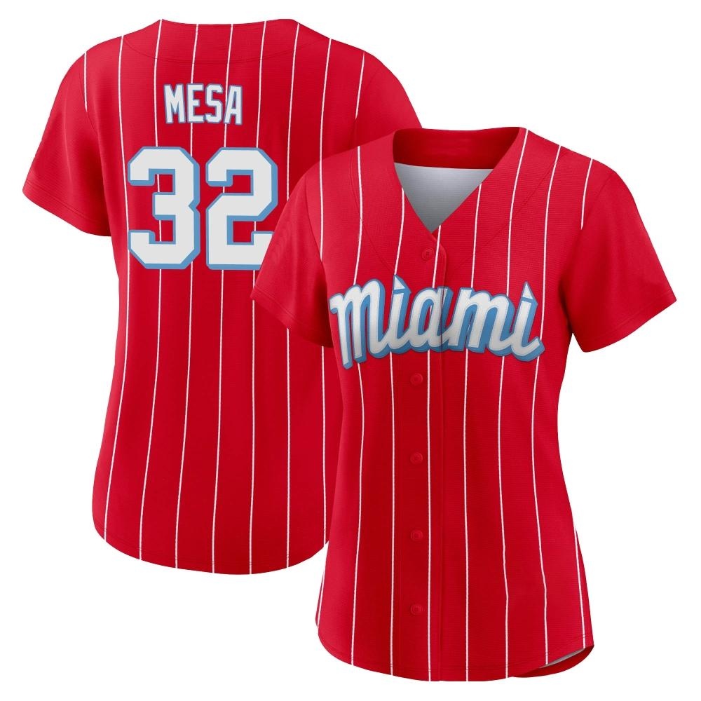 Women's Authentic Miami Marlins Victor Mesa 2021 City Connect Jersey - Red Women's Authentic Miami Marlins Victor Mesa 2021 City Connect Jersey - Red
