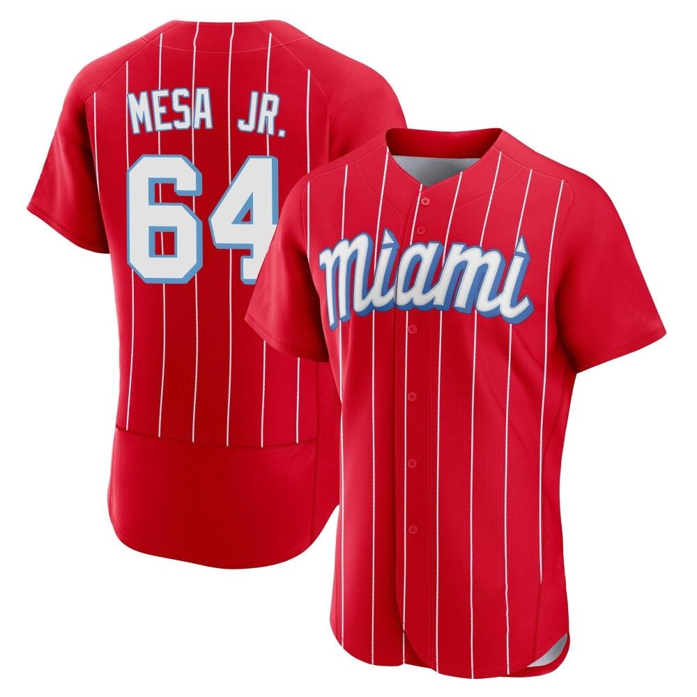 Authentic Miami Marlins Victor Mesa Jr. 2021 City Connect Jersey - Red Authentic Miami Marlins Victor Mesa Jr. 2021 City Connect Jersey - Red