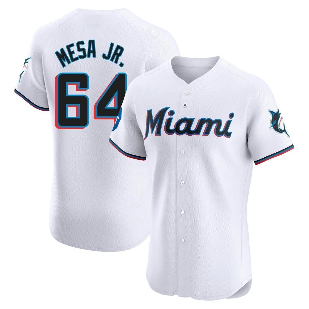 Elite Miami Marlins Victor Mesa Jr. Home Patch Jersey - White Elite Miami Marlins Victor Mesa Jr. Home Patch Jersey - White