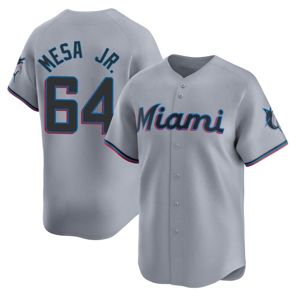 Limited Miami Marlins Victor Mesa Jr. Road Jersey - Gray Limited Miami Marlins Victor Mesa Jr. Road Jersey - Gray
