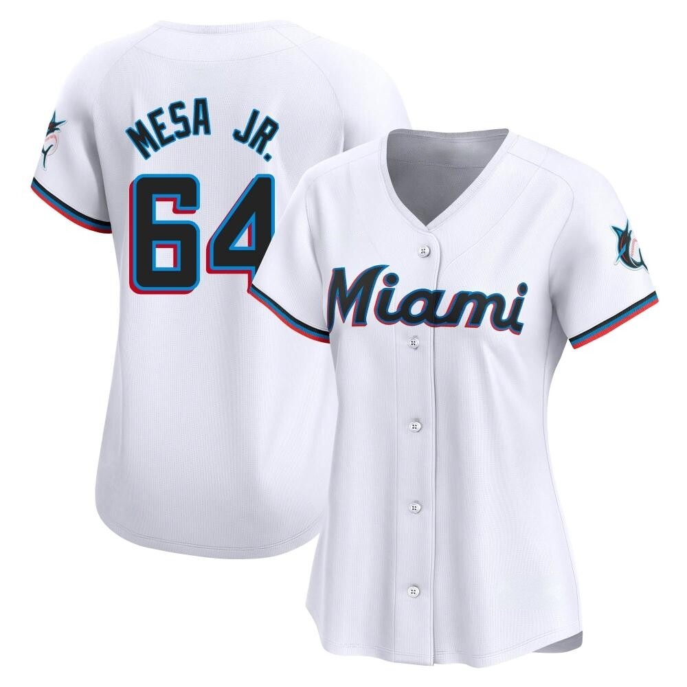 Women's Limited Miami Marlins Victor Mesa Jr. Home Jersey - White Women's Limited Miami Marlins Victor Mesa Jr. Home Jersey - White