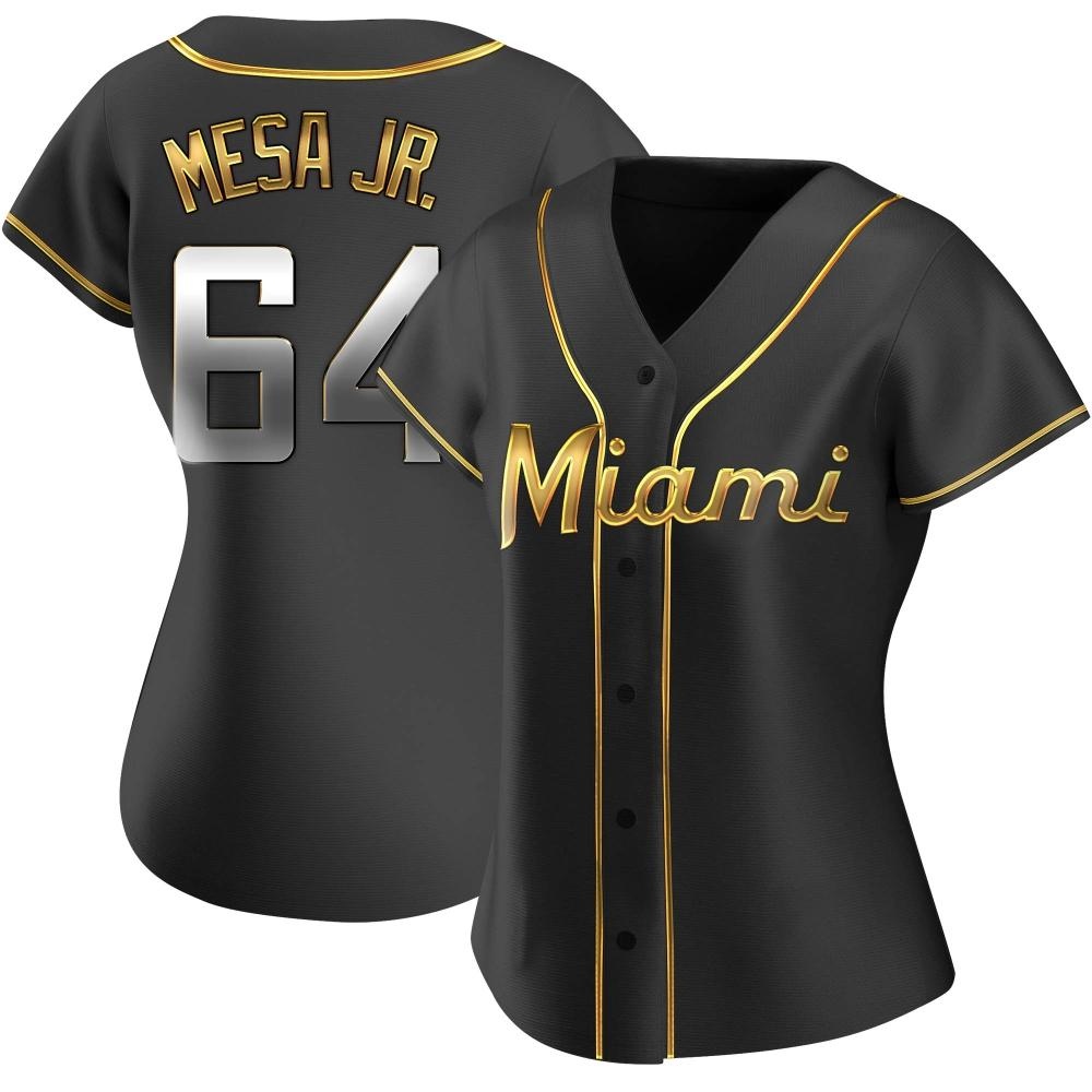Women's Replica Miami Marlins Victor Mesa Jr. Alternate Jersey - Black Golden Women's Replica Miami Marlins Victor Mesa Jr. Alternate Jersey - Black Golden