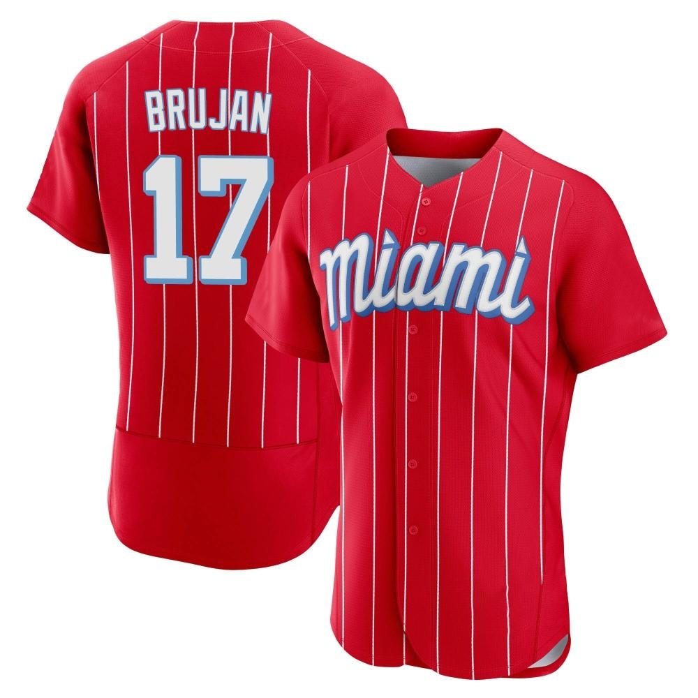 Authentic Miami Marlins Vidal Brujan 2021 City Connect Jersey - Red Authentic Miami Marlins Vidal Brujan 2021 City Connect Jersey - Red