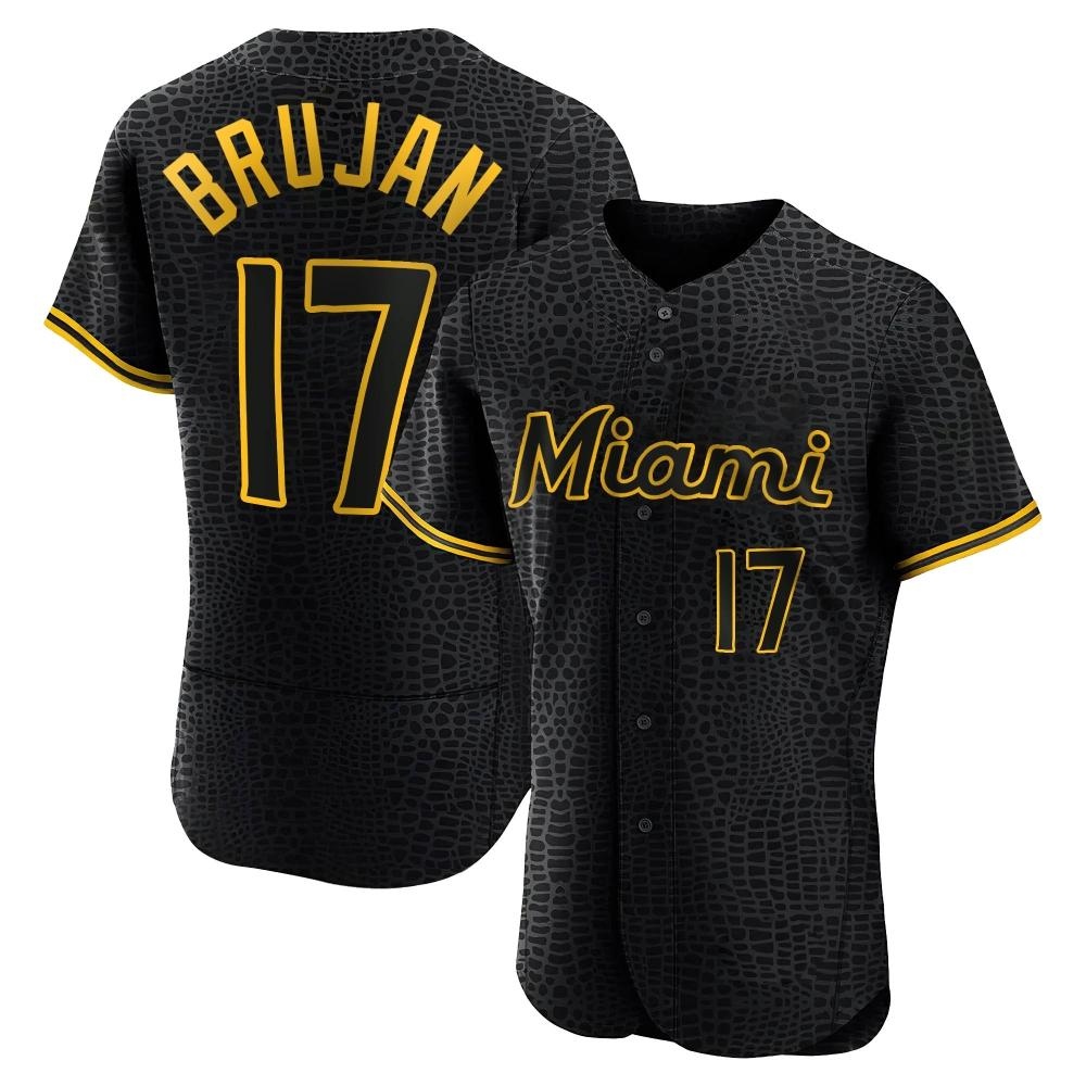 Authentic Miami Marlins Vidal Brujan Snake Skin City Jersey - Black Authentic Miami Marlins Vidal Brujan Snake Skin City Jersey - Black