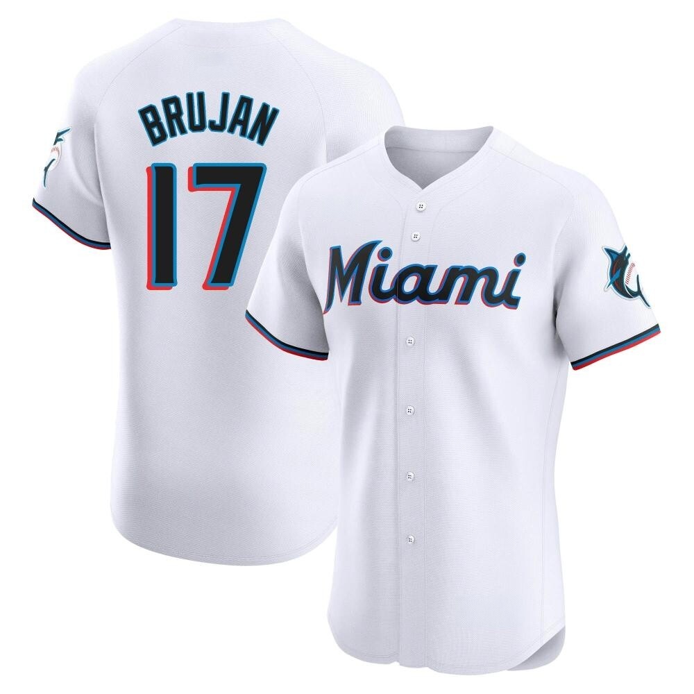 Elite Miami Marlins Vidal Brujan Home Jersey - White Elite Miami Marlins Vidal Brujan Home Jersey - White