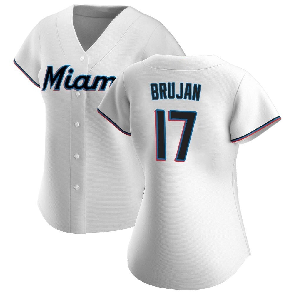 Women's Authentic Miami Marlins Vidal Brujan Home Jersey - White Women's Authentic Miami Marlins Vidal Brujan Home Jersey - White