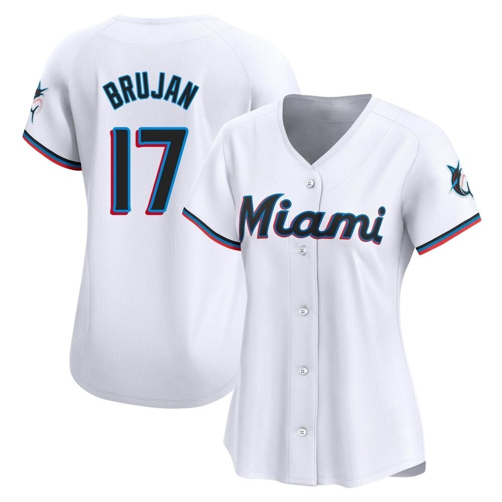 Women's Limited Miami Marlins Vidal Brujan Home Jersey - White Women's Limited Miami Marlins Vidal Brujan Home Jersey - White