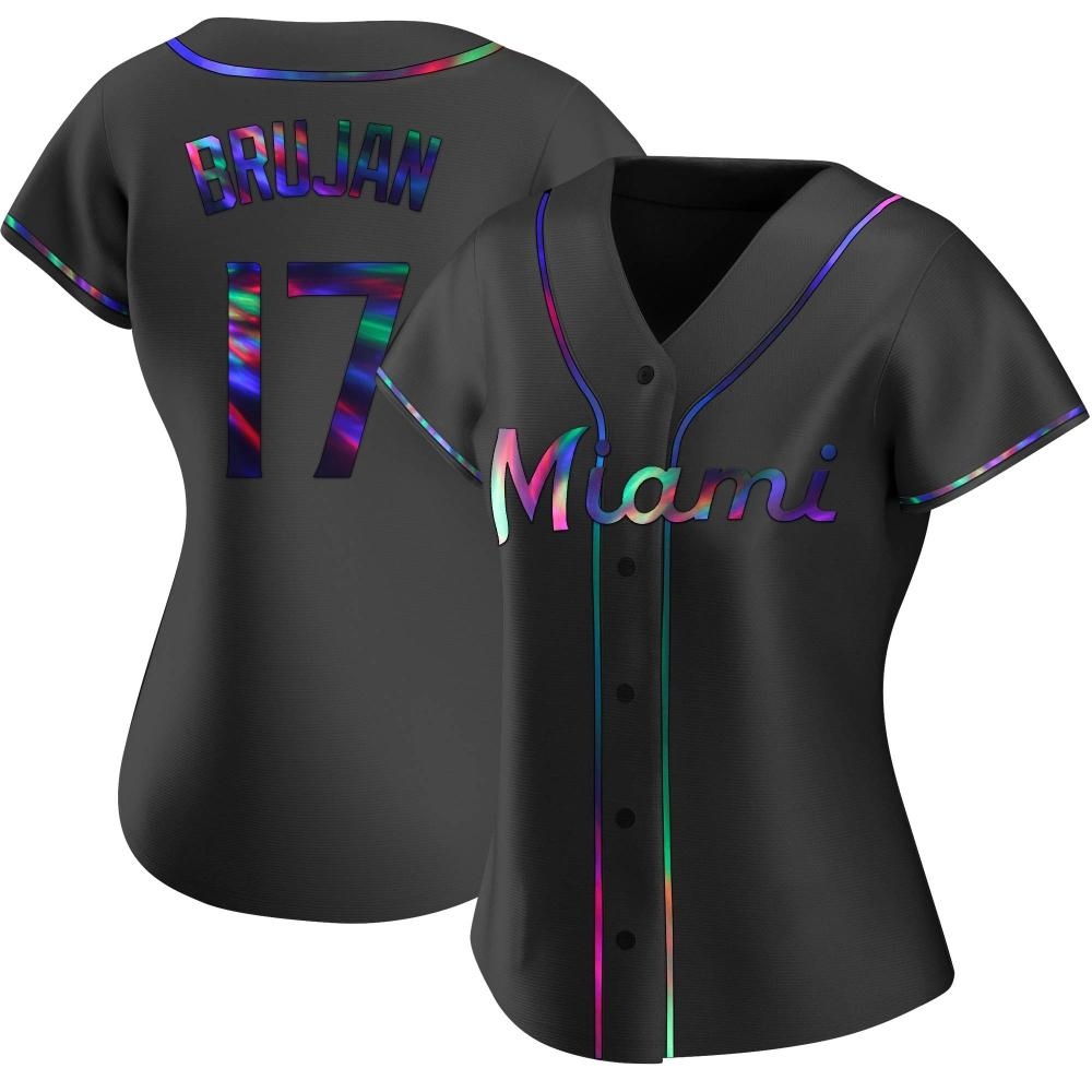 Women's Replica Miami Marlins Vidal Brujan Alternate Jersey - Black Holographic Women's Replica Miami Marlins Vidal Brujan Alternate Jersey - Black Holographic