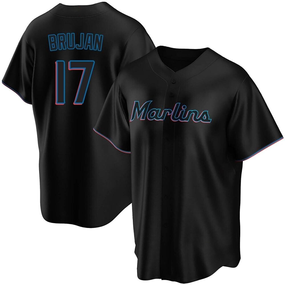 Youth Replica Miami Marlins Vidal Brujan Alternate Jersey - Black Youth Replica Miami Marlins Vidal Brujan Alternate Jersey - Black