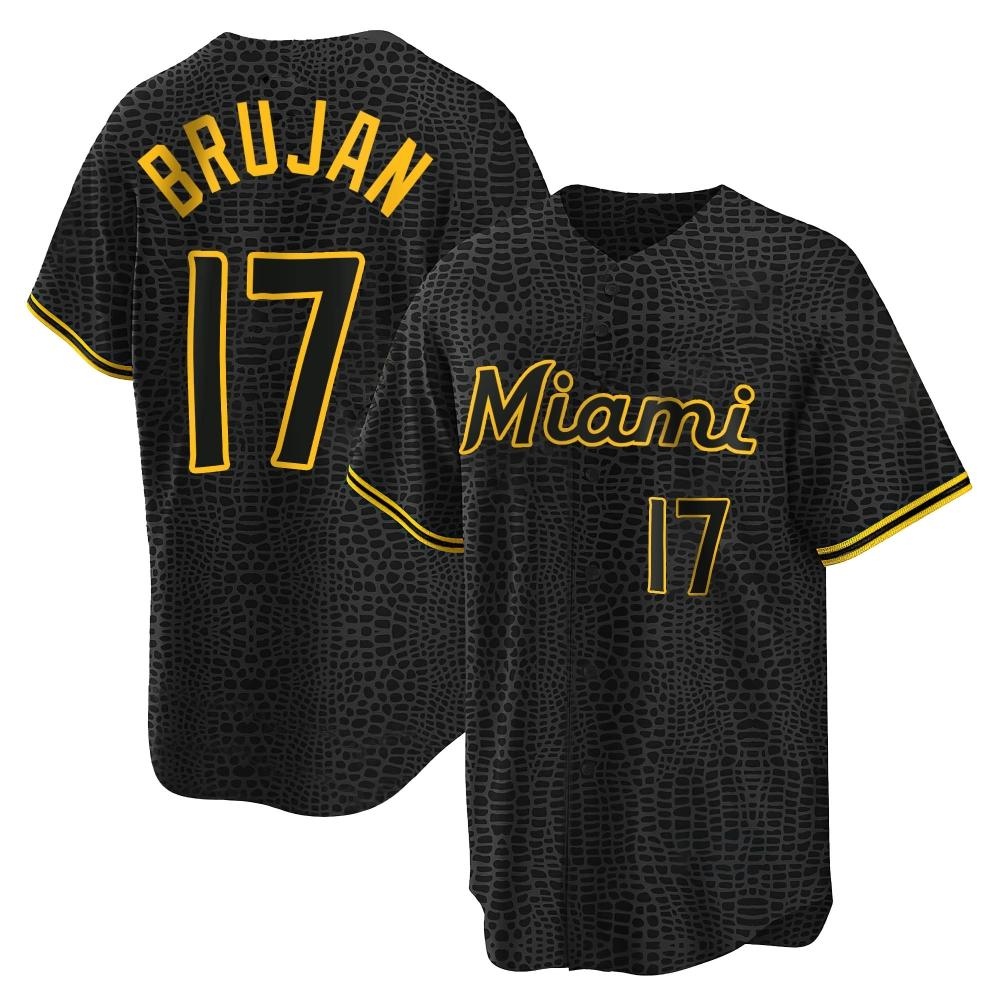 Youth Replica Miami Marlins Vidal Brujan Snake Skin City Jersey - Black Youth Replica Miami Marlins Vidal Brujan Snake Skin City Jersey - Black