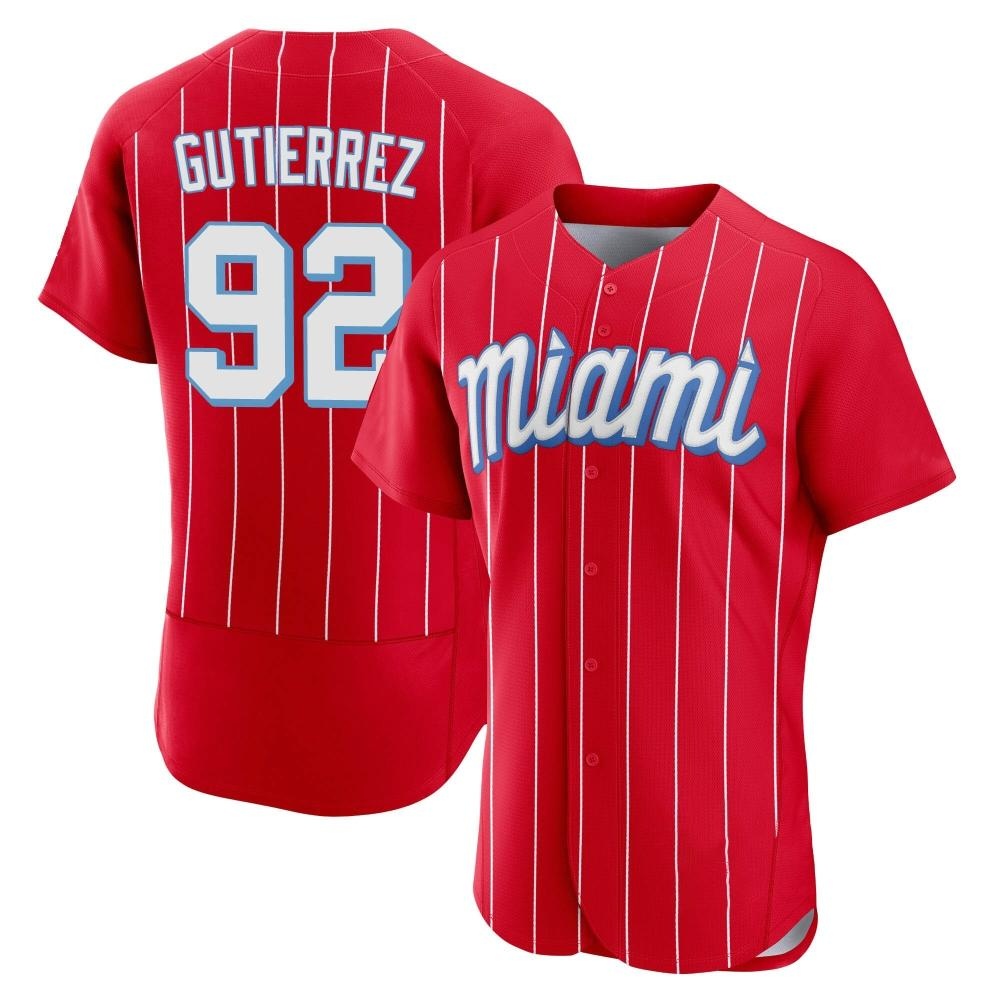 Authentic Miami Marlins Vladimir Gutierrez 2021 City Connect Jersey - Red Authentic Miami Marlins Vladimir Gutierrez 2021 City Connect Jersey - Red