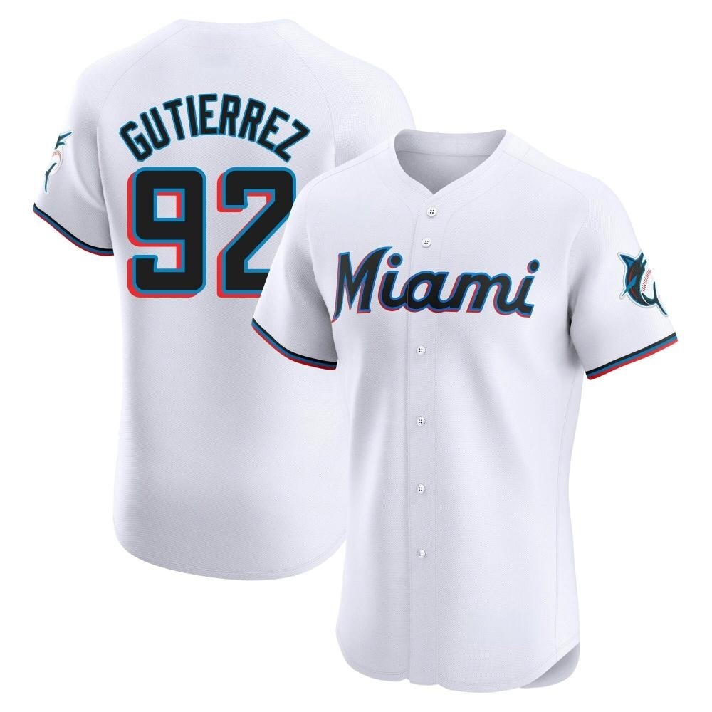 Elite Miami Marlins Vladimir Gutierrez Home Jersey - White Elite Miami Marlins Vladimir Gutierrez Home Jersey - White