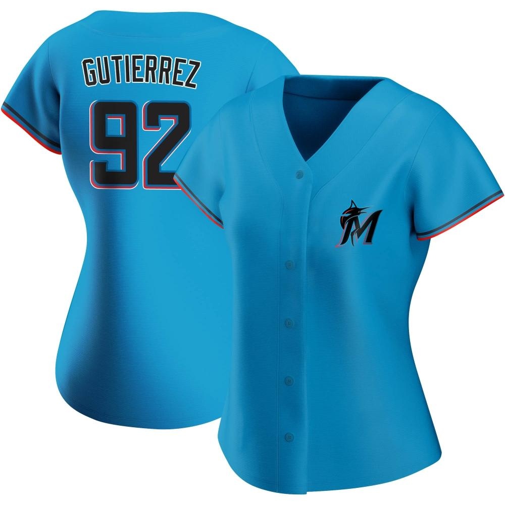 Women's Authentic Miami Marlins Vladimir Gutierrez Alternate Jersey - Blue Women's Authentic Miami Marlins Vladimir Gutierrez Alternate Jersey - Blue