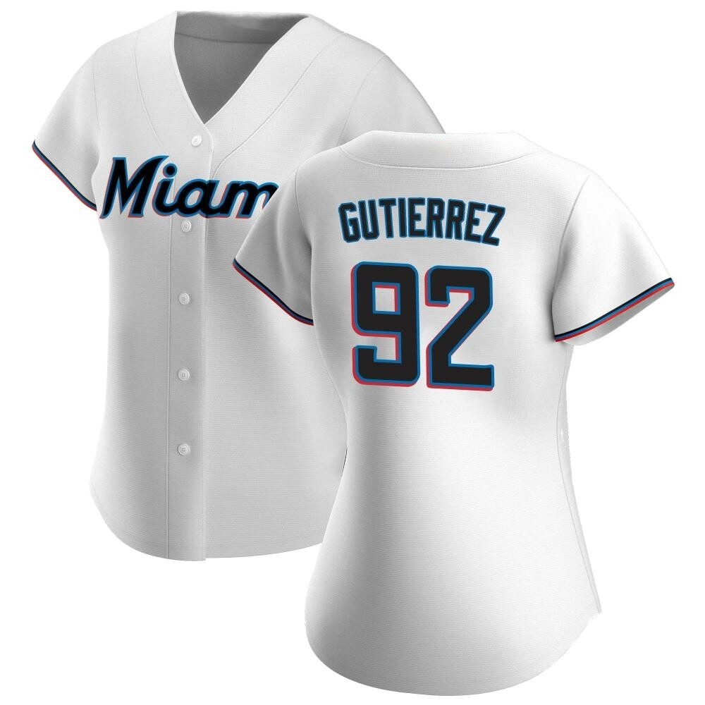 Women's Authentic Miami Marlins Vladimir Gutierrez Home Jersey - White Women's Authentic Miami Marlins Vladimir Gutierrez Home Jersey - White