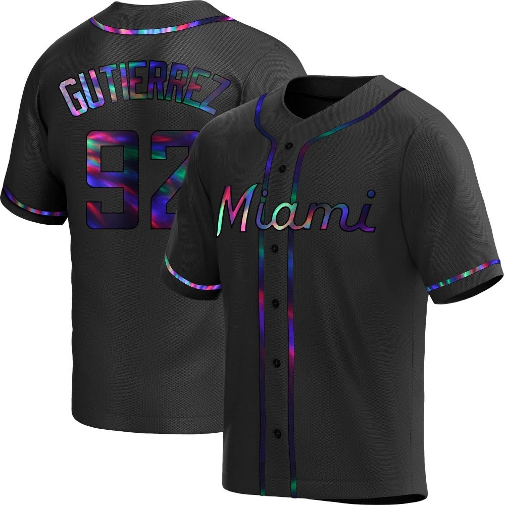 Youth Replica Miami Marlins Vladimir Gutierrez Alternate Jersey - Black Holographic Youth Replica Miami Marlins Vladimir Gutierrez Alternate Jersey - Black Holographic