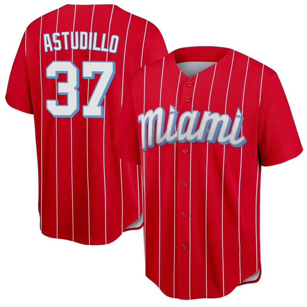 Replica Miami Marlins Willians Astudillo 2021 City Connect Jersey - Red Replica Miami Marlins Willians Astudillo 2021 City Connect Jersey - Red