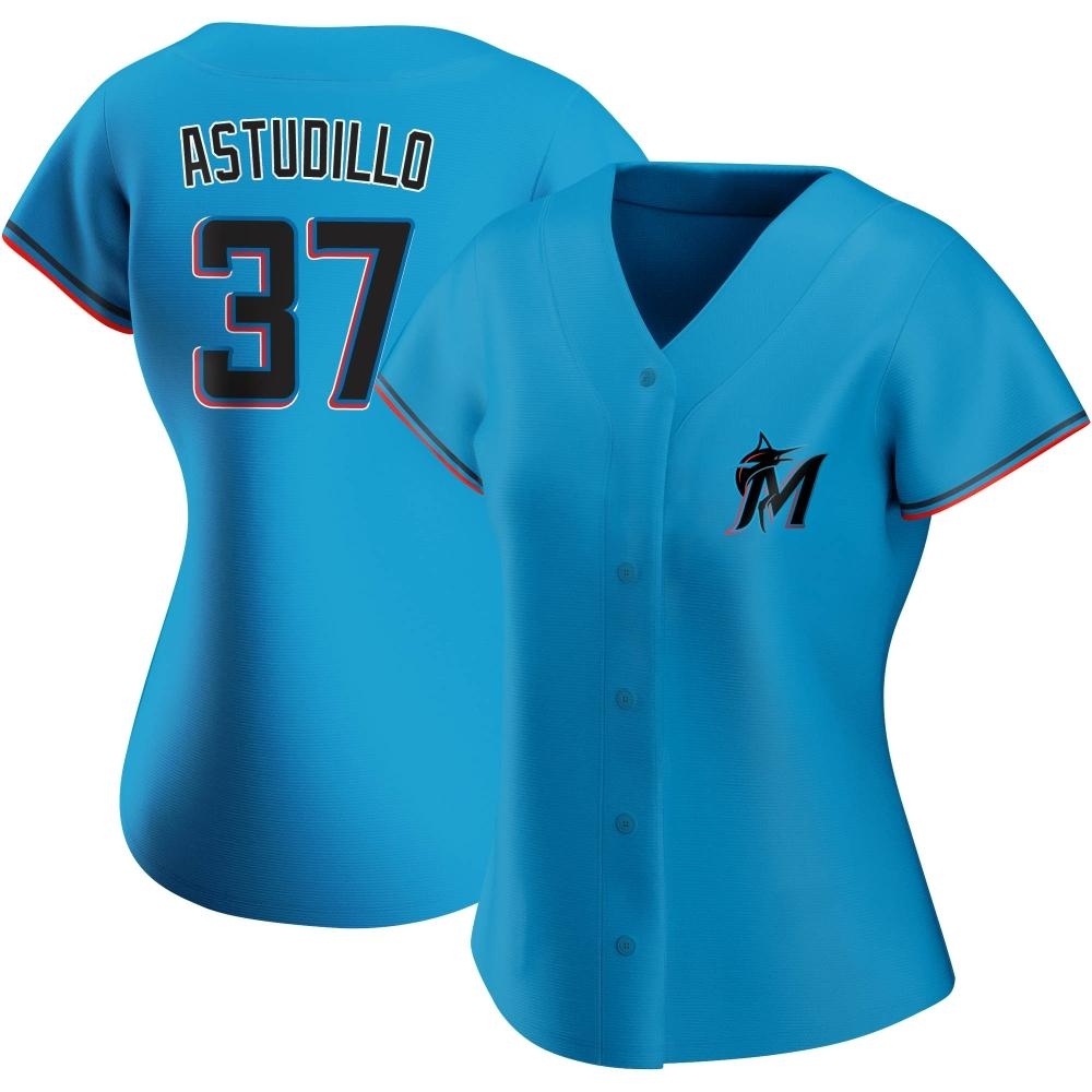 Women's Authentic Miami Marlins Willians Astudillo Alternate Jersey - Blue Women's Authentic Miami Marlins Willians Astudillo Alternate Jersey - Blue