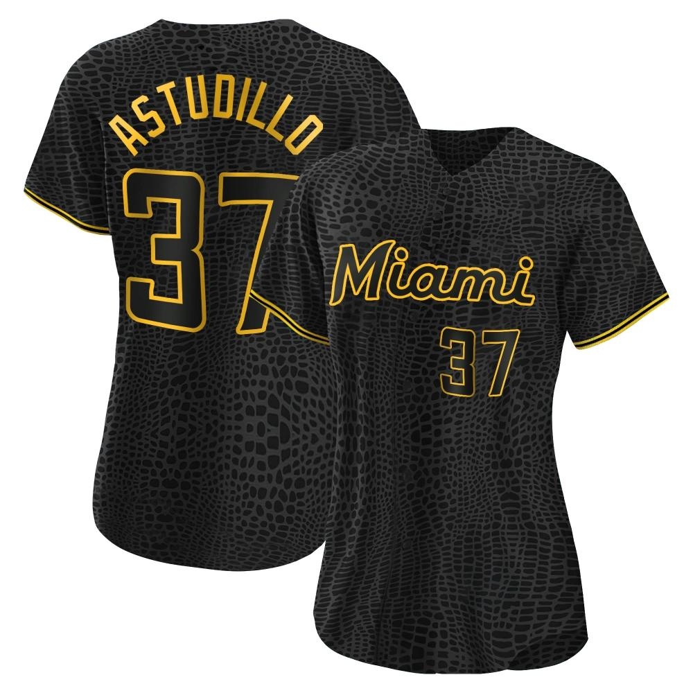 Women's Replica Miami Marlins Willians Astudillo Snake Skin City Jersey - Black Women's Replica Miami Marlins Willians Astudillo Snake Skin City Jersey - Black