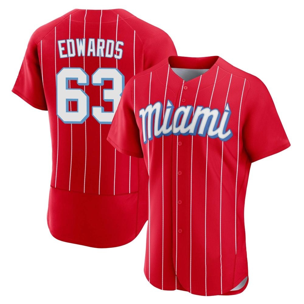 Authentic Miami Marlins Xavier Edwards 2021 City Connect Jersey - Red Authentic Miami Marlins Xavier Edwards 2021 City Connect Jersey - Red