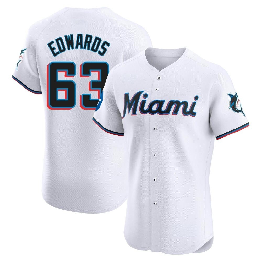 Elite Miami Marlins Xavier Edwards Home Patch Jersey - White Elite Miami Marlins Xavier Edwards Home Patch Jersey - White