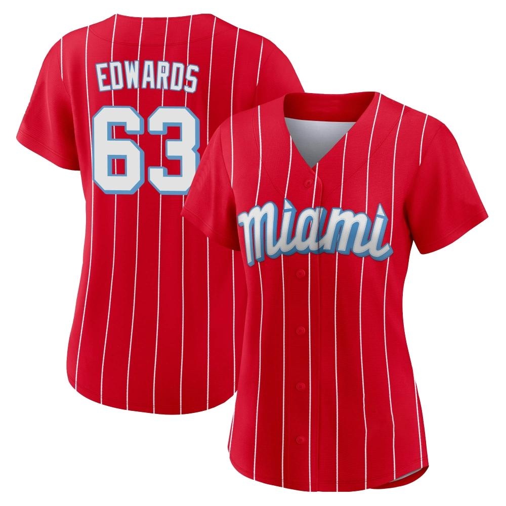 Women's Authentic Miami Marlins Xavier Edwards 2021 City Connect Jersey - Red Women's Authentic Miami Marlins Xavier Edwards 2021 City Connect Jersey - Red