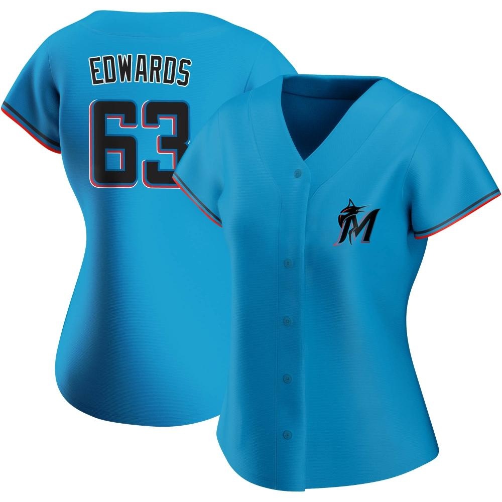 Women's Authentic Miami Marlins Xavier Edwards Alternate Jersey - Blue Women's Authentic Miami Marlins Xavier Edwards Alternate Jersey - Blue